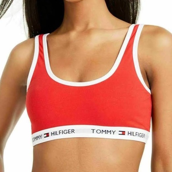 Tommy Hilfiger Red Cotton Lounge Bra No Padding Women’s Size Small - Picture 3 of 4